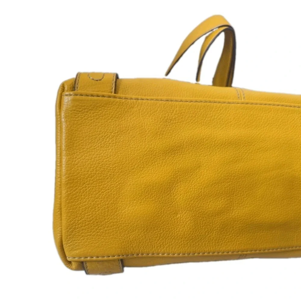 NWOT Tignanello Perfect 10 Mustard Yellow Pebbled Leather Retro Shoulder Bag